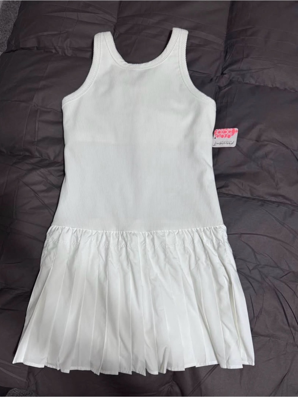 Free People White Tank Top Dress with Pleated Skirt